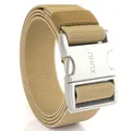 Tactical elastic nylon belt in khaki with a quick-release silver alloy buckle - Coyote Brown (Silver Buckle)