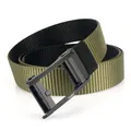 Cintura tattica in nylon verde militare per uomo con fibbia automatica in metallo nero - 120cm / Fibbia Nera - Nero/Verde Militare