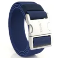 Tactical dark blue stretch nylon woven belt with silver matte aluminum alloy buckle - Royal Blue (Silver Buckle)