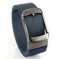 Navy blue nylon braided belt for men with a gunmetal brushed buckle and pin closure - 120cm / Gunmetal Buckle Royal Blue
