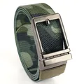 Men's camouflage green nylon sports belt with a durable dark grey metallic buckle - Gunmetal Buckle Army Camouflage