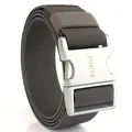 Men's tactical elastic nylon belt in charcoal grey with aluminum alloy quick release buckle - Dark Gray (Silver Buckle)