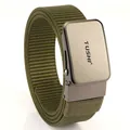 Cintura tattica in nylon verde militare con fibbia automatica grigio opaco da uomo - Verde militare