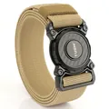 Tactical nylon waist belt in khaki with quick-release buckle and carbon fiber texture - Elastic--Wolf Brown