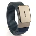 Cintura uomo in nylon con fibbia automatica in metallo e cinturino intrecciato grigio-blu - Blu zaffiro