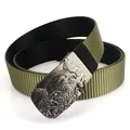 Cintura tattica in nylon bicolore verde e nero per uomo con fibbia ad aquila in rilievo - 120cm / Nero/Verde Militare