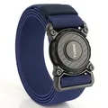 Tactical nylon belt in deep blue with high elasticity and quick-release buckle - Elastic--Royal Blue