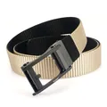 Men's nylon canvas tactical belt with rotating matte black buckle in khaki and black - 120cm / Black Buckle - Black/Khaki