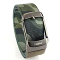Men's camouflage nylon belt with matte grey metal buckle and army green military pattern - 120cm / Gunmetal Buckle Army Green Camo