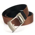 Men's double-sided nylon belt in brown and black with matte metal automatic buckle - 120cm