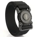 Tactical black nylon belt with heavy duty quick release buckle and carbon fiber finish - Hemmed--Black