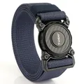 Tactical nylon belt in navy blue with a quick-release buckle and carbon fiber texture - Hemmed--Royal Blue
