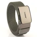 Cintura da uomo in nylon verde militare con fibbia automatica in metallo opaco - Grigio scuro