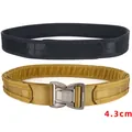 Cintura tattica in nylon con fibbia metallica a sgancio rapido e larghezza 4,3 cm - L / Interno 125CM / Esterno 145CM / Fibbia Grigio Siderale - Marrone Coyote