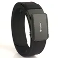 Cinturón táctico de nailon negro con banda reforzada y hebilla automática mate - Negro