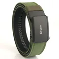 Cinturón táctico de nailon verde militar con hebilla automática negra mate para exteriores - Verde Militar