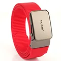 Cintura da uomo in nylon rosso intrecciato con fibbia automatica in metallo opaco - Rosso