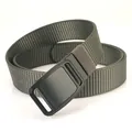 Army green nylon tactical outdoor belt for men with a matte black alloy buckle - Dark Gray
