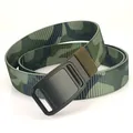 Tactical nylon belt with camouflage pattern and black automatic alloy buckle for outdoor sports - Army Green Camo