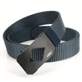 Ceinture homme en toile de nylon bleu marine avec boucle automatique noire mate et tissée - Bleu royal