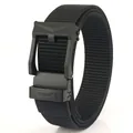 Men's tactical black nylon belt with premium automatic ratchet buckle for casual outdoor wear - 120cm / Black