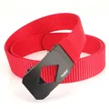 Ceinture tactique en nylon rouge pour homme avec boucle automatique noire mate - Rouge