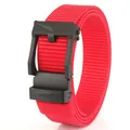 Men's red nylon tactical belt with black automatic ratchet buckle for golf and casual jeans - 120cm / Red