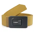 Tactical nylon stretch belt in khaki brown with black quick-release buckle - 120cm / Black Buckle - Wolf Brown