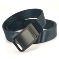 Cintura tattica in nylon grigio-blu scuro con fibbia in lega nera opaca per uomo casual - Blu Reale