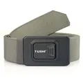 Tactical nylon stretch belt with matte black quick-release buckle in army green and grey - 120cm / Black Buckle - Dark Gray