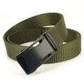 Men's outdoor nylon belt in army green with a matte black automatic buckle - 120cm / Army Green