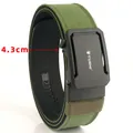 Cinturón táctico de nailon verde militar 4,3 cm con hebilla automática negra mate - 120cm / Verde Militar