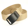 Tactical nylon belt in khaki with black matte buckle for outdoor casual wear - Khaki