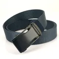 Men's casual nylon braided belt in deep blue with a matte black automatic buckle - 120cm / Sapphire Blue