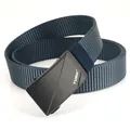 Marineblauer Nylon-Webgürtel für Herren mit mattschwarzer Automatik-Metallschnalle - 120cm / Königsblau