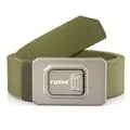 Tactical army green nylon elastic belt with a grey quick release alloy buckle - 120cm / Space Gray Buckle - Army Green