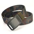 Tactical nylon men's belt with green camouflage pattern and matte black alloy buckle - Classic Camouflage