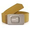 Tactical nylon elastic belt with khaki finish and quick-release alloy buckle - 120cm / Space Gray Buckle - Coyote Brown