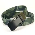 Men's nylon belt with green jungle camouflage pattern and matte black automatic buckle - 120cm / Army Green Camo