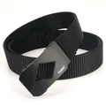 Ceinture tactique en nylon noir pour homme avec boucle mate et détails de coupe en losange - Noir