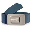 Dark blue nylon elastic tactical belt with gray alloy buckle and white TUSHI logo - 120cm / Space Gray Buckle - Royal Blue