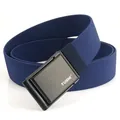 Cintura da uomo in tela di nylon blu navy con fibbia automatica in metallo nero - 120cm / Blu Reale