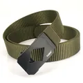 Ceinture homme en toile nylon vert armée avec boucle automatique noire et logo TUSHI - Vert Militaire