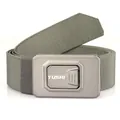 Tactical nylon stretch belt with quick release aluminum buckle in military green color - 120cm / Space Gray Buckle - Dark Gray