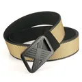 Men's nylon quick-dry tactical belt with black matte buckle and woven honeycomb pattern - Black and Brown