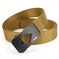 Ceinture tactique en nylon marron avec boucle automatique noire mate pour homme - Brun coyote