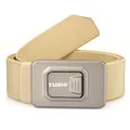 Khaki nylon elastic tactical belt with matte aluminum alloy quick release buckle - 120cm / Space Gray Buckle - Khaki