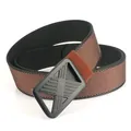 Men's outdoor casual nylon belt with two-tone woven texture and black matte buckle - Black and Coffee