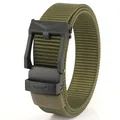 Military green nylon tactical belt with black automatic ratchet buckle for men - 120cm / Army Green
