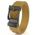Men's khaki tactical nylon belt featuring a black automatic ratchet buckle - 120cm / Coyote Brown